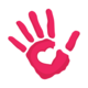 Red hand heart white background